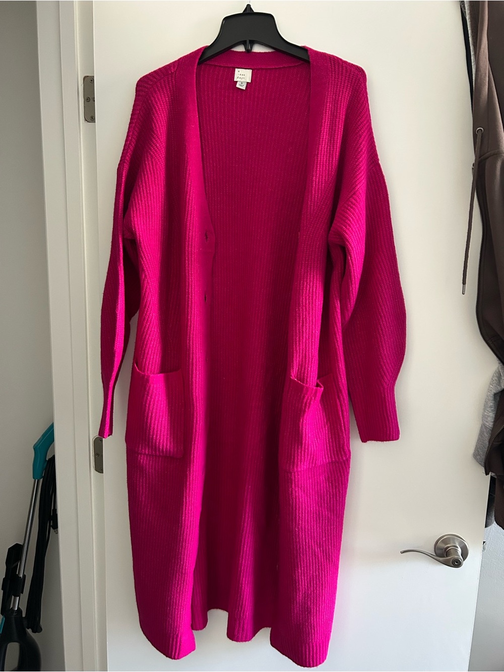 a new day Hot Pink Ribbed Knit Cardigan
